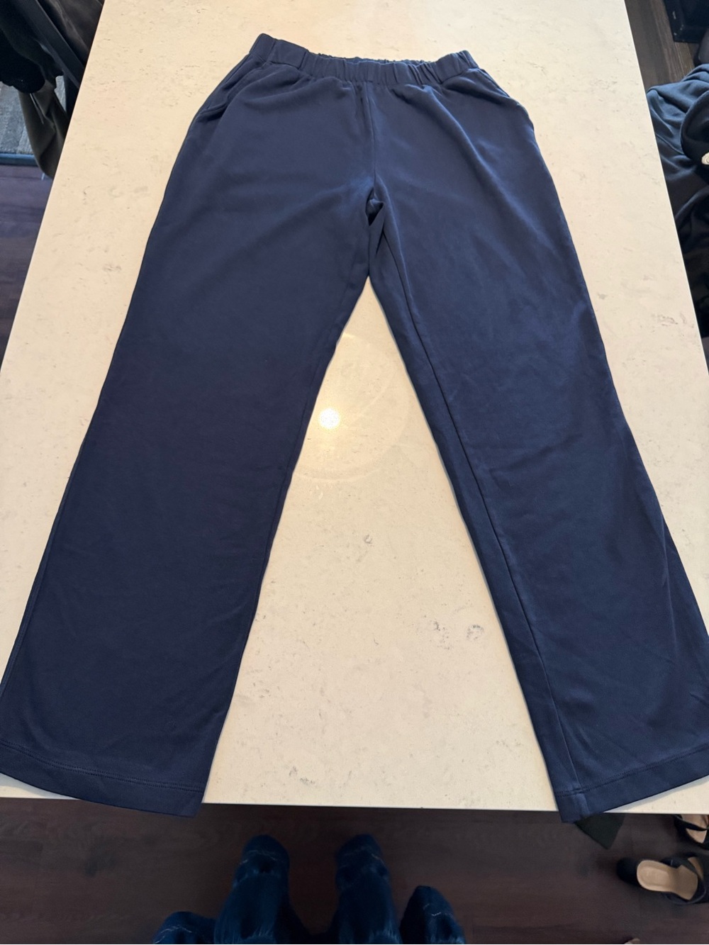 Lands' End Navy Wide-Leg Pull-On Pants